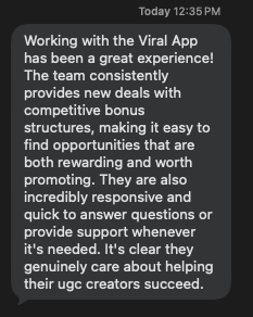 Creator testimonial