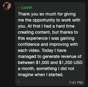 Lizeth testimonial