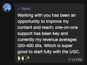 Yareli testimonial